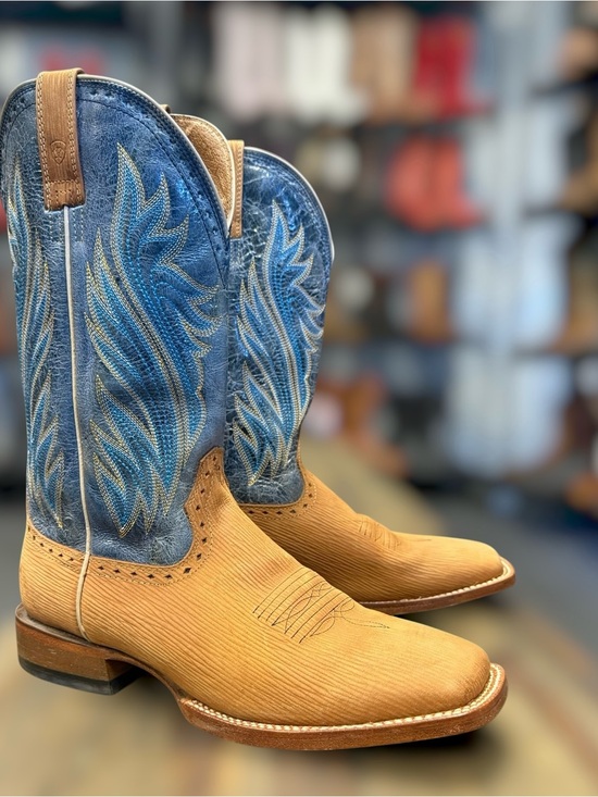 Ariat Western Boots Square Toe Brown Blue Size 11